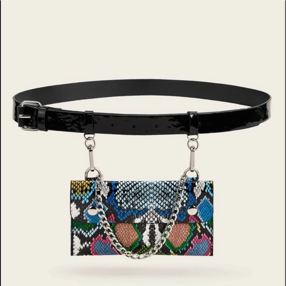 Handbags - Snakeskin print flap fanny pack